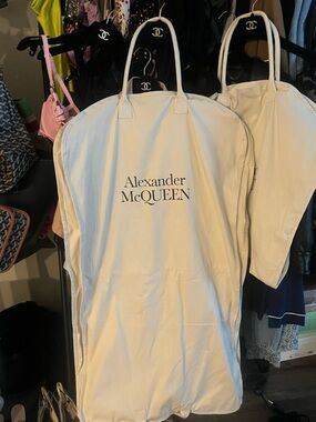 Alexander McQueen Cream White Logo Garment Bag - Canvas